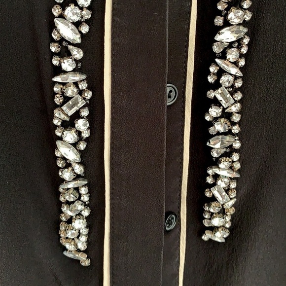 Black Silk Jewel Embellished Westernwear Cowgirl button up Top size Small - Picture 4 of 6